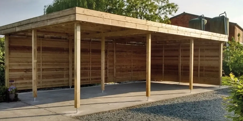 Carport in thermowood hout
